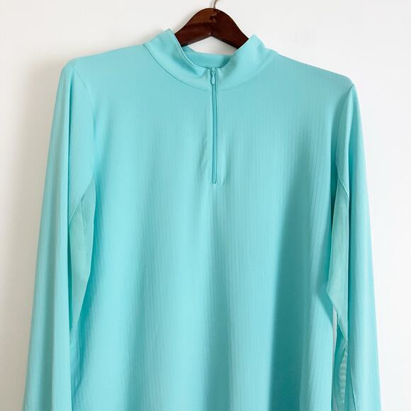 IBKUL Mock Neck Half Zip Long Sleeve Top Seafoam XL - Picture 4 of 10